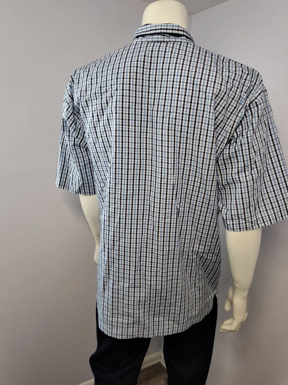 Polo Ralph Lauren Men's Blue White Black Check Woven Cotton Button-Up Pocket L